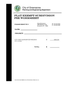 Microsoft Word - PLATEXEMPT SUBDIVISION FEE WKSHT.NOV 2012