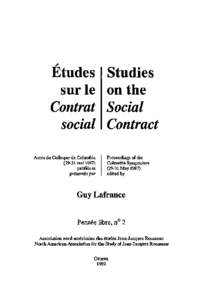 ~  Etudes Studies sur Ie on the  Contrat Social