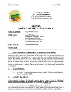 City Council Agenda  January 27, 2014 CITY OF HUGHSON CITY COUNCIL MEETING