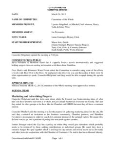 CITY OF HAMILTON COMMITTEE MINUTES DATE:  March 26, 2013