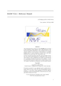 RAMF V12.1 - Reference Manual  by Wolfgang Lieff & C¨acilia Ewenz Last updated: 30 March