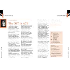G ST I M P L E M E NTATI O N  G ST I M P L E M E NTATI O N ELLYN MARTIN OUTLINES PROGRESS IN THE ACE SECTOR FOR DEALING WITH THE GST AND ITS UNCERTAINTIES.