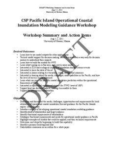 DRAFT-Workshop Summary and Action Items Aug 1-2, 2011 University of Hawaii, Manoa