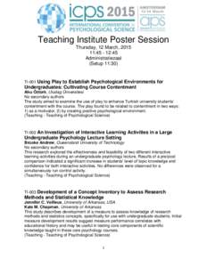 Teaching Institute Poster Session Thursday, 12 March, [removed]:[removed]:45 Administratiezaal (Setup 11:30)