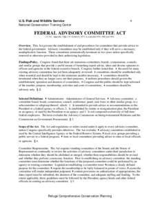 Summary of the Federal Advisory Committee Act