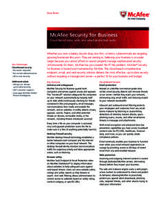 Data Sheet  McAfee Security for Business Cloud-based data, web, and email protection suite  Key Advantages