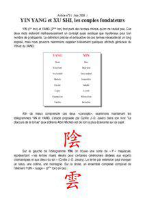 Article n°8 ( Juin[removed]YIN YANG et XU SHI, les couples fondateurs