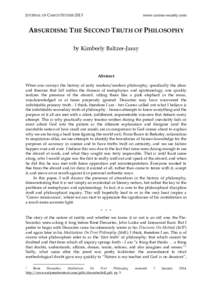 JOURNAL OF CAMUS STUDIESwww.camus-society.com ABSURDISM: THE SECOND TRUTH OF PHILOSOPHY by Kimberly Baltzer-Jaray