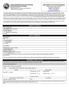 Indiana CLEAN Community Challenge Annual Performance Report State Form[removed]Indiana Department of Environmental Management CLEAN Community Challenge