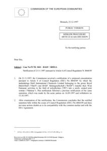 COMMISSION OF THE EUROPEAN COMMUNITIES  Brussels, [removed]PUBLIC VERSION MERGER PROCEDURE ARTICLE 6(1)(b) DECISION