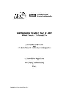 ACPFG Funding Guidelines commencing 2002