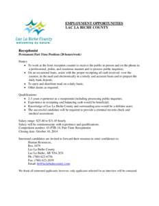 Parks and Recreation –Community Facilities Coordinator