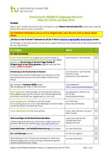 Checkliste ERASMUS-Outgoings (Dortmunder ins Ausland)