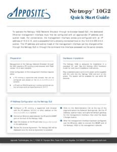 Netropy 10G2 Quick Start Guide