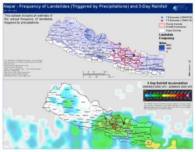 Nepal - Frequency of Landslides (Triggered by Precipitations) and 3-Day Rainfall PDC - NPL - LS021 This dataset includes an estimate of the annual frequency of landslides triggered by precipitations.