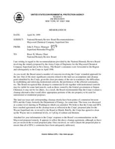 National Remedy Review Board Recommendations - Maywood Chemical Company Superfund Site