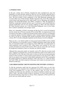 Strong ground motion / Wheatbelt / Earthquakes / Meckering /  Western Australia / Richter magnitude scale / Attenuation / Peak ground acceleration / Cadoux /  Western Australia / Earthquake engineering / Seismology / Mechanics / Civil engineering