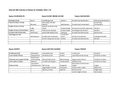 Internet ABC-Schulen in Hessen im SchuljahrRegion KS-HR/WM-FD Herkulesschule Friedrich-Ebert-Schule  Region SE/WF-MR/BK-GI/VOB