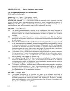 REGULATION[removed]General Abatement Requirements Air Pollution Control District of Jefferson County Jefferson County, Kentucky