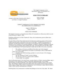 Journalism / Alternative media / Citizen media / Knight Commission / Commissions / Knight Commission on the Information Needs of Communities in a Democracy / Tom Rosenstiel