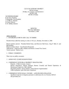 CAYUCOS SANITARY DISTRICT  200 Ash Avenue  PO Box 333, Cayucos, CA 93430­0333  805­995­3290  805­995­3673(fax)  GOVERNING BOARD 