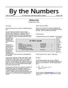 By the Numbers Volume 10, Number 1 The Newsletter of the SABR Statistical Analysis Committee  February, 2000