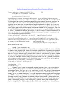 Southern Campaign American Revolution Pension Statements & Rosters Pension Application of Stapleton Crutchfield S9249 Transcribed and annotated by C. Leon Harris. VA