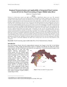 Pakistan Journal of Meteorology  Vol. 8, Issue 15 Regional Parameterization and Applicability of Integrated Flood Analysis System (IFAS) for Flood Forecasting of Upper-Middle Indus River