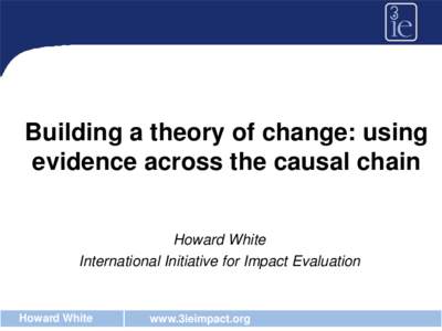 Building a theory of change: using evidence across the causal chain Howard White International Initiative for Impact Evaluation  Howard White