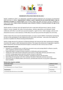 FORM FOR APPLICATION FOR MEMBERSHIP OF KIDSAFE VICTORIA INC