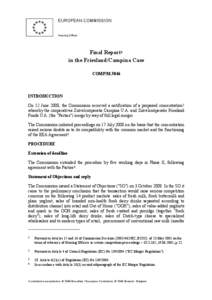 EUROPEAN COMMISSION Hearing Officer Final Report 1 in the Friesland/Campina Case COMP/M.5046