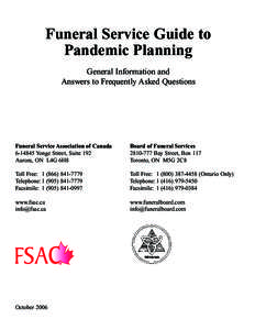 Funeral Service Guide to Pandemic Planning General Information and Answers to Frequently Asked Questions  Funeral Service Association of Canada