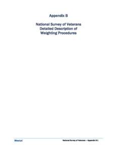 2010 National Survey of Veterans Weighting Procedures