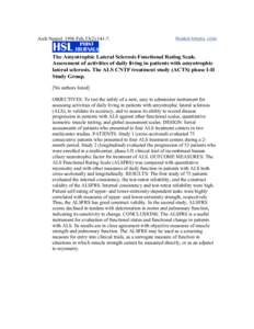 Arch NeurolFeb;53(2):Related Articles, Links The Amyotrophic Lateral Sclerosis Functional Rating Scale. Assessment of activities of daily living in patients with amyotrophic