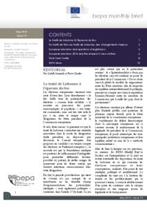 bepa monthly brief May 2014 Issue 74 CONTENTS Le traité de Lisbonne à l’épreuve du feu