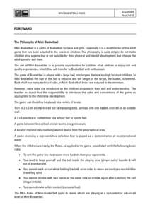 MINI BASKETBALL RULES  August 2005 Page 1 of 32  FOREWARD