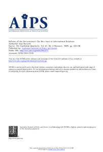 Defence of the Environment: The New Issue in International Relations Author(s): Alan Burnett Source: The Australian Quarterly, Vol. 61, No. 4 (Summer, 1989), pp[removed]Published by: Australian Institute of Policy and S