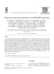 Nuclear Instruments and Methods in Physics Research A–497  Multiwire proportional chambers in the HERMES experiment A. Andreeva, S. Belostotskia, G. Gavrilova, O. Grebenjuka, E. Ivanova, A. Kisseleva, A.