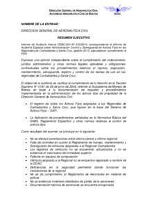 DIRECCIÓN GENERAL DE AERONÁUTICA CIVIL AUTORIDAD AERONÁUTICA CIVIL DE BOLIVIA DGAC  NOMBRE DE LA ENTIDAD