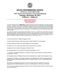 Microsoft Word - Draft-Joint Special ANC Board and Committee  Meeting Dec 20, 2011 Agenda