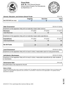 Fiscal Note S.BGeneral Session School District Property Tax Amendments by Stephenson, H.  JR4-5-101