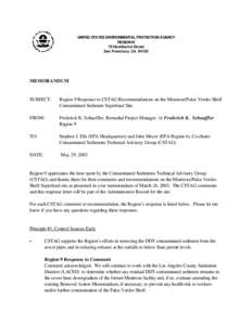 Region 9 Response to CSTAG Recommendations on the Montrose/Palos Verdes Shelf Contaminated Sediment Superfund Site