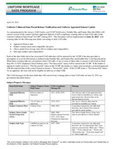 Comparables / Fannie Mae / Freddie Mac / Uppsala Conflict Data Program / Mortgage industry of the United States / Economy of the United States / Uniform Appraisal Dataset