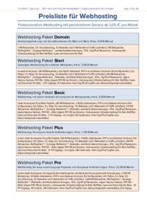 <Steffen Zwanzig> EDV-Service/Projektmanagement/Ingenieurdienstleistungen  www.st20.de Preisliste für Webhosting Professionelles Webhosting mit persönlichem Service ab 3,05 €* pro Monat