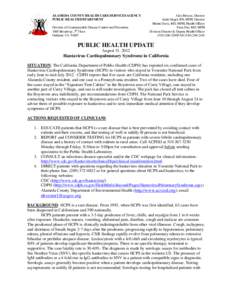 ALAMEDA COUNTY HEALTH CARE SERVICES AGENCY PUBLIC HEALTH DEPARTMENT Division of Communicable Disease Control and Prevention 1000 Broadway, 5th Floor Oakland, CA 94607