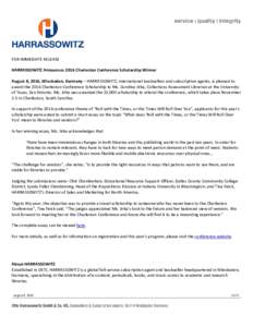 Microsoft Word - PR_HARRASSOWITZ Charleston Conference Scholarship Winner 2016.docx