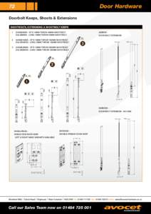 Door Hardware  72 Doorbolt Keeps, Shoots & Extensions SHOOTBOLTS, EXTENSIONS & SHOOTBOLT KEEPS 1