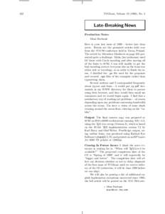 432  TUGboat, Volume[removed]), No. 4 Late-Breaking News Production Notes