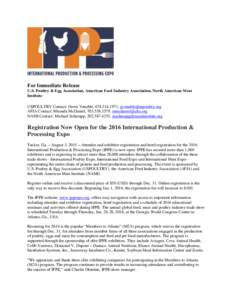 For Immediate Release U.S. Poultry & Egg Association, American Feed Industry Association, North American Meat Institute USPOULTRY Contact: Gwen Venable, ,  AFIA Contact: Miranda McDaniel