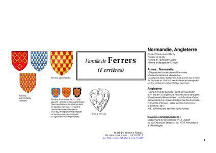 Normandie, Angleterre  Famille de Ferrers